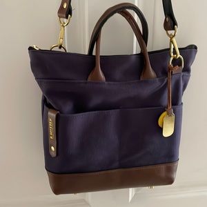 R. Riveter Navy Blue Canvas & Leather Otto purse tote